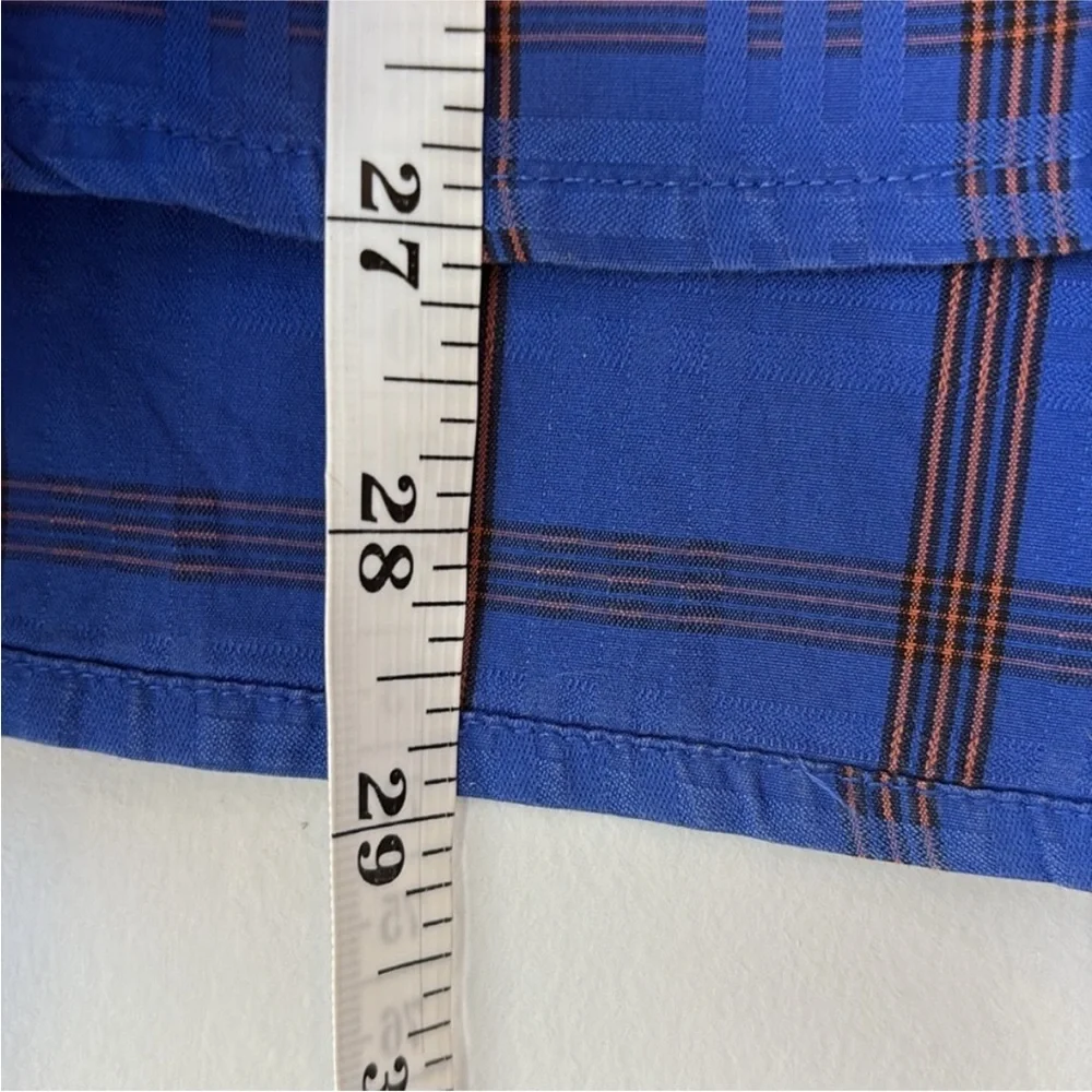 Robert Graham Shirt Flip Cuff Embroidered Shale Blue Plaid - Excellent Condition - Picture 7 of 8